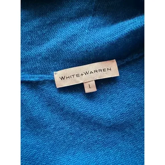 White + Warren Cobalt Blue Cashmere Cardigan Soft Large - Picture 6 of 10